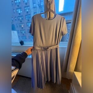 Elegant Blue Pleated Dress